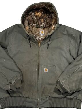 Carhartt Hooded Green / Realtree RN #14806 Jacket (Size XXL)